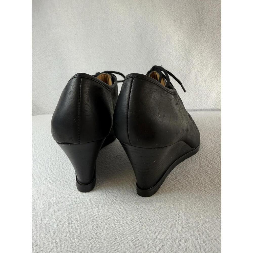 GRANDPACORE RALPHLAUREN DENVER BLACK LEATHER LACE UP WEDGE HEEL DARK EDGY GRUNGE - Picture 5 of 9